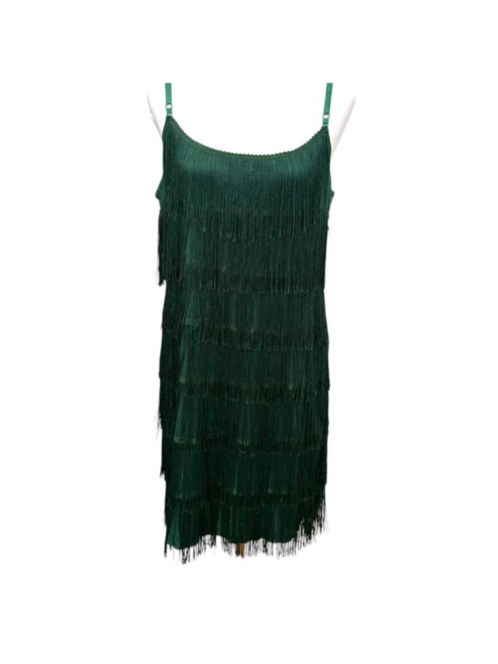Women's Green Fringe Flapper Gatsby Art Deco Dress XL - Picture 2 of 4